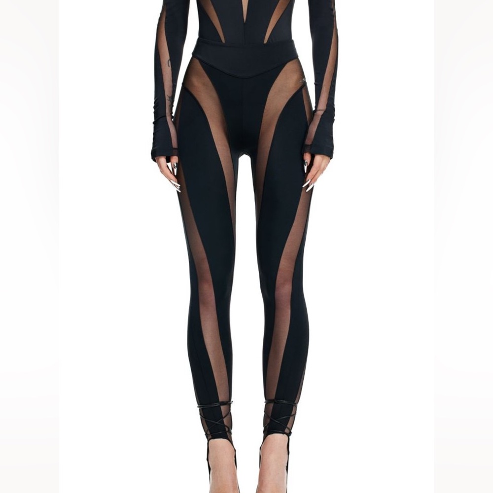 NEW Mugler x H&M Mesh Paneled Leggings Sz 6
